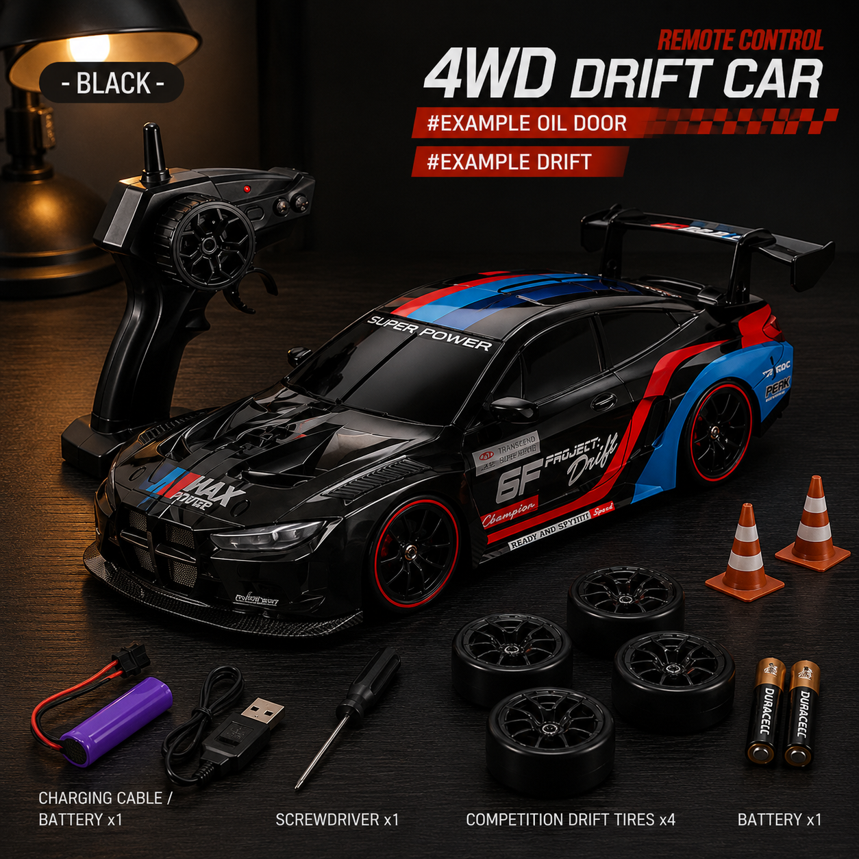 BMW remote control 4wd drift car - black