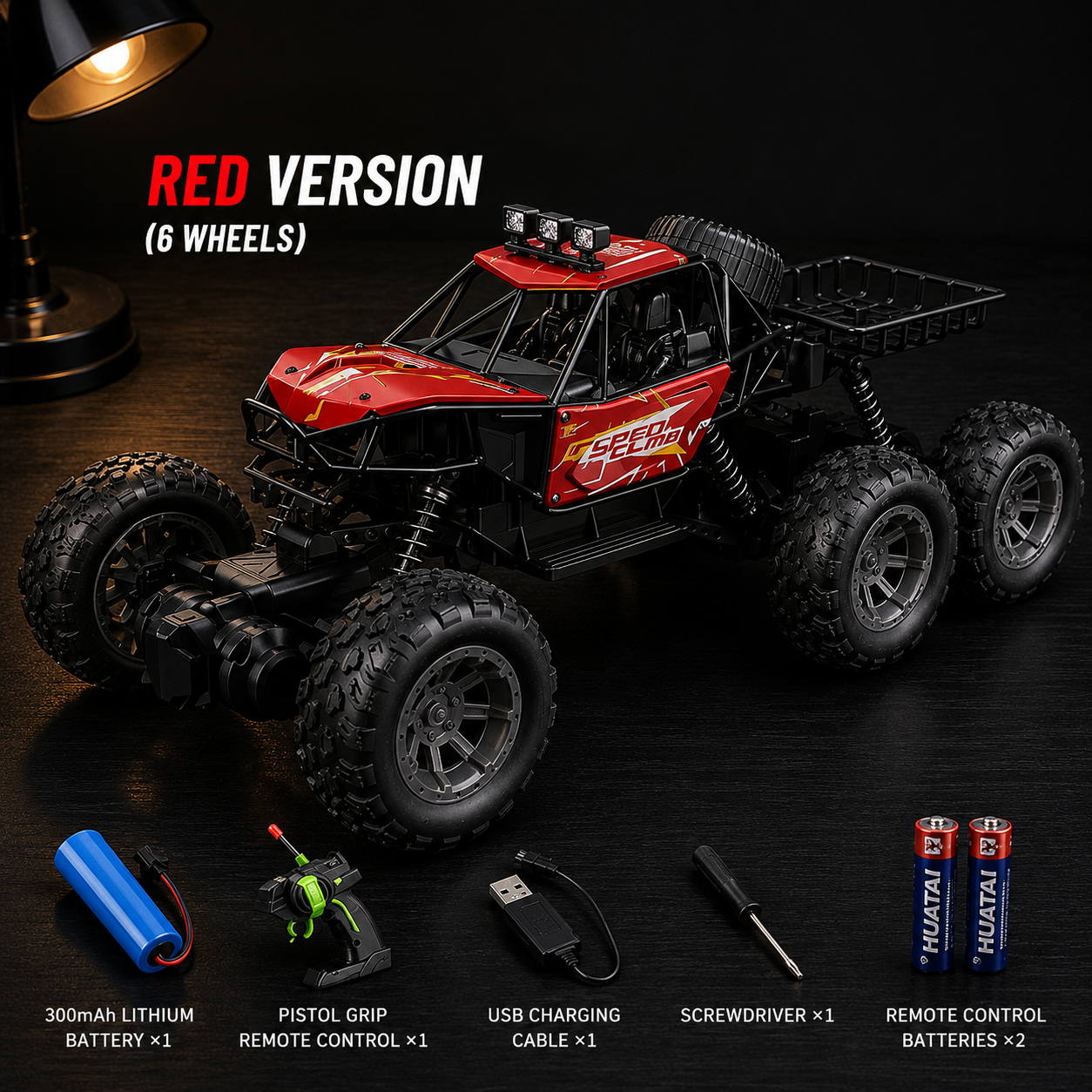 Six-wheel remote control off-road vehicle red